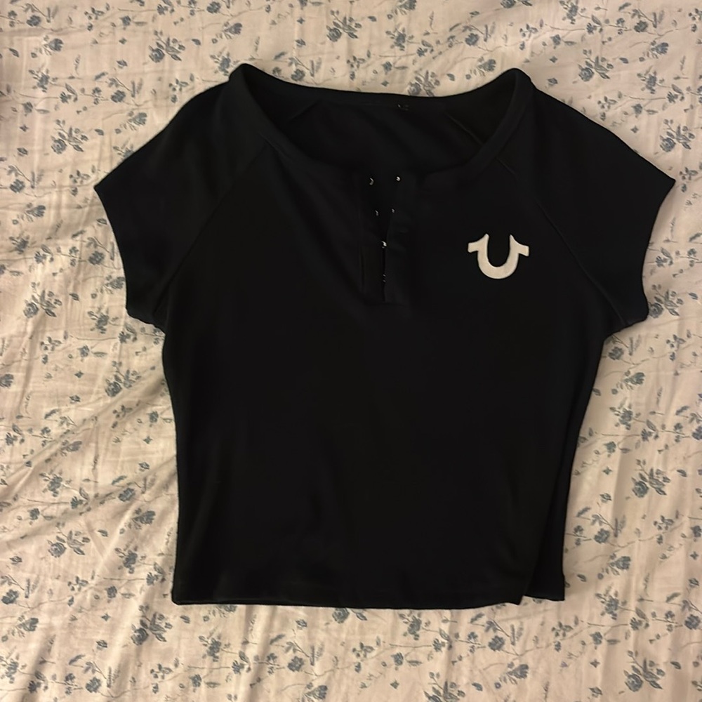 true religion luxury black s cropped top